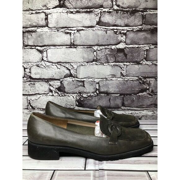 Salvatore Ferragamo Boutique Green Suede Leather Logo Pump Shoes Women Sz 8.5 2A - Picture 3 of 16